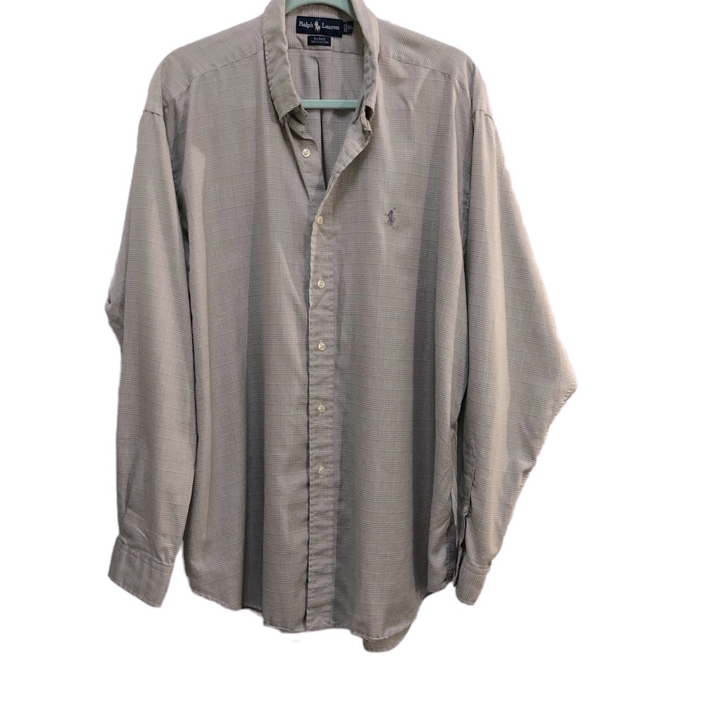 Ralph Lauren Blake cotton men’s dress shirt gray plaid, XL